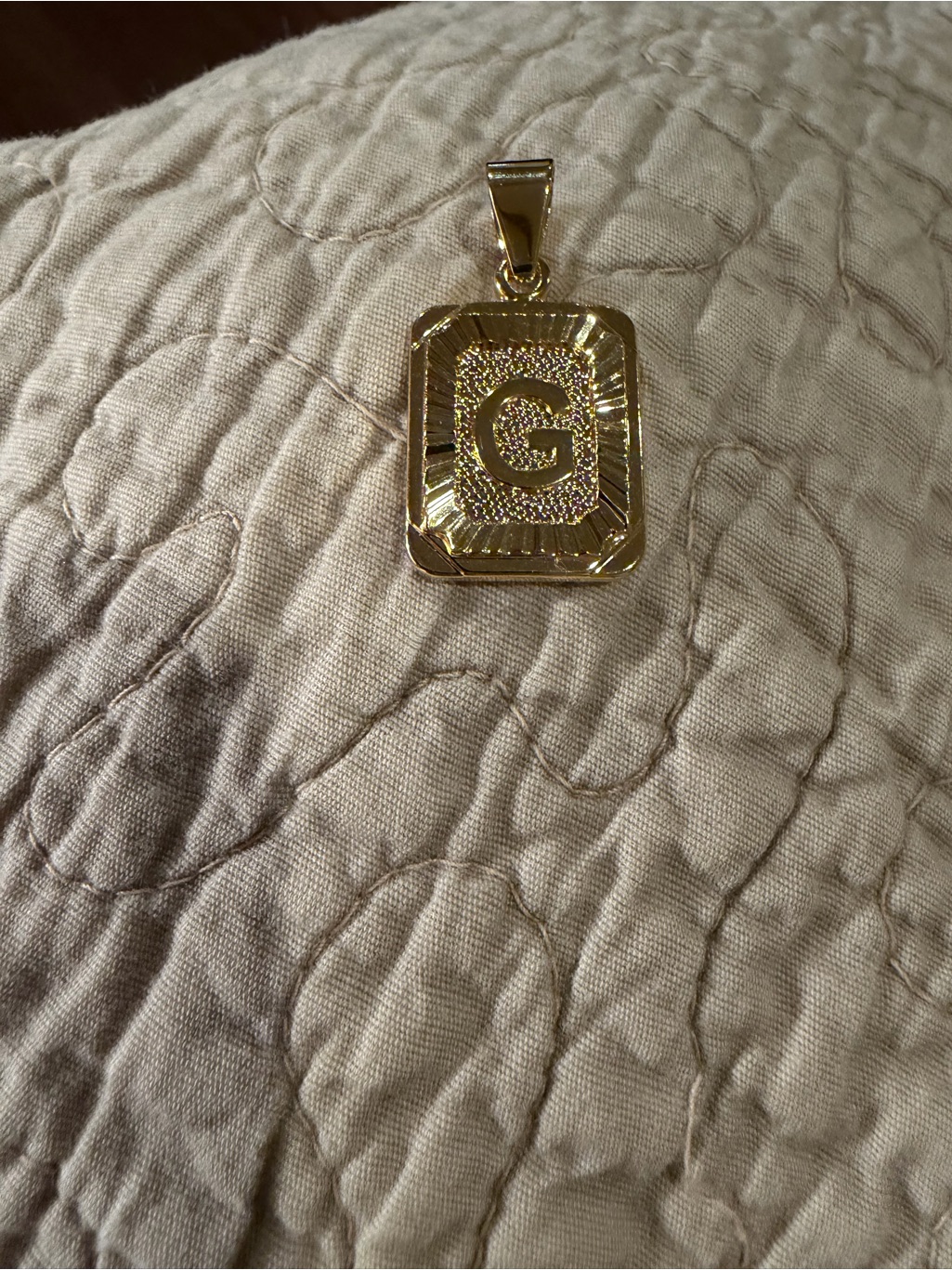 Gold Initial 'G' Rectangular Pendant